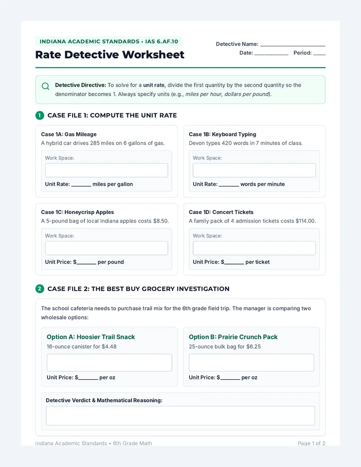 Rate Detective Worksheet