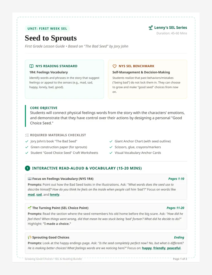Seed To Sprouts Teacher Guide