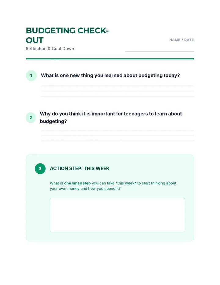 Budgeting Cool Down