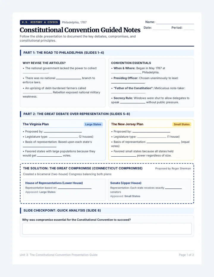 Constitutional Convention Guided Notes