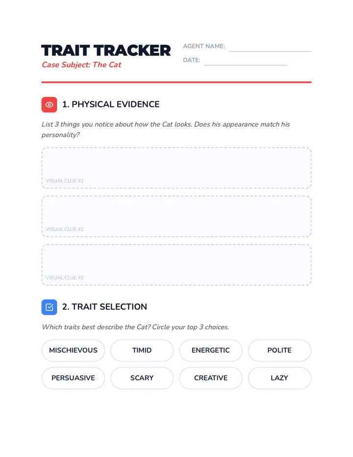 Trait Tracker Worksheet