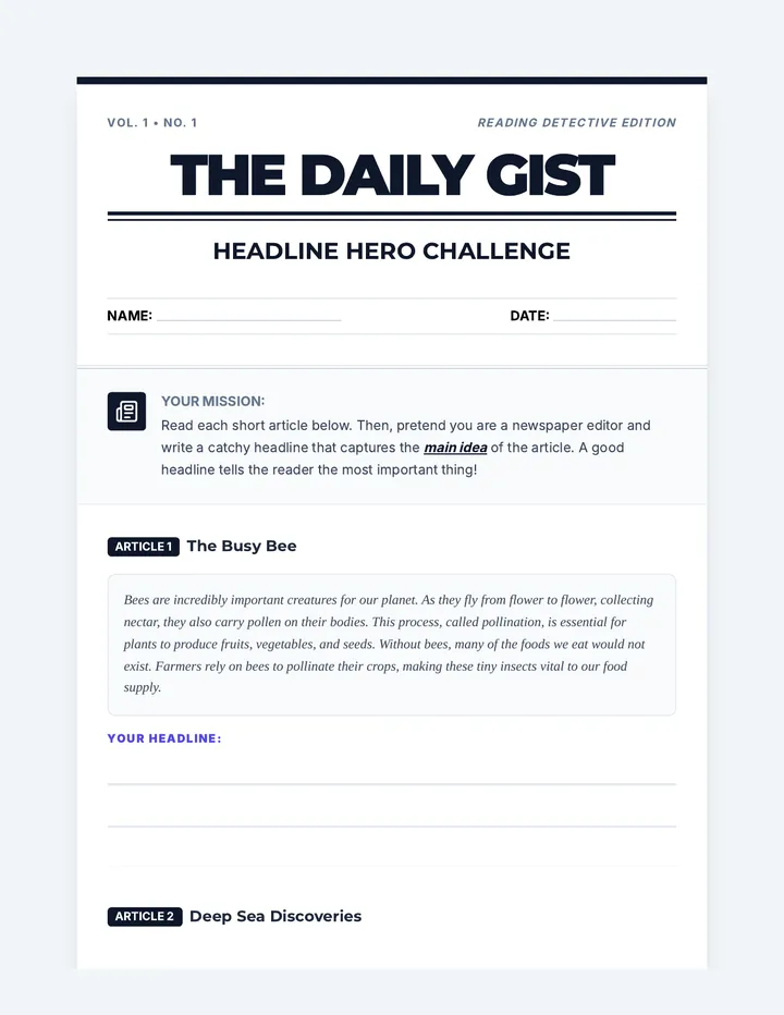 Headline Hero Challenge Activity