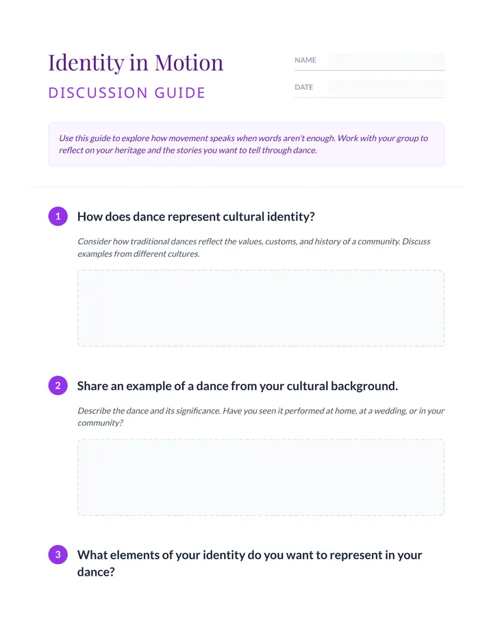 Identity in Motion Discussion Guide