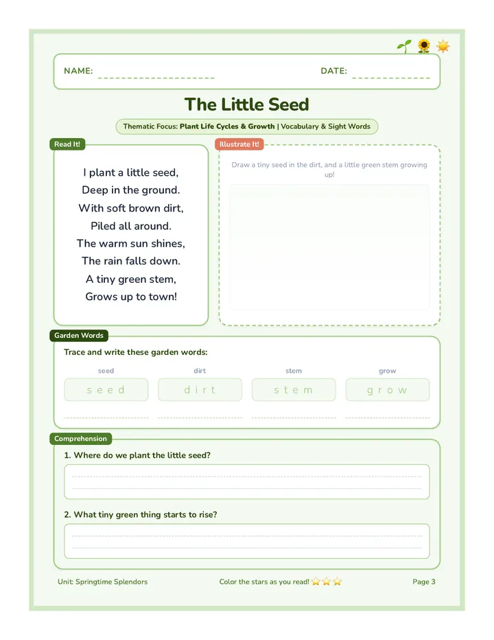 Little Seed Worksheet