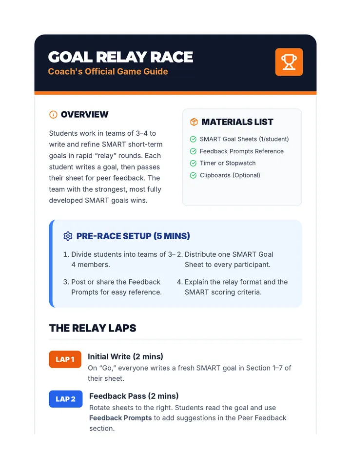 Goal Relay Race Guide