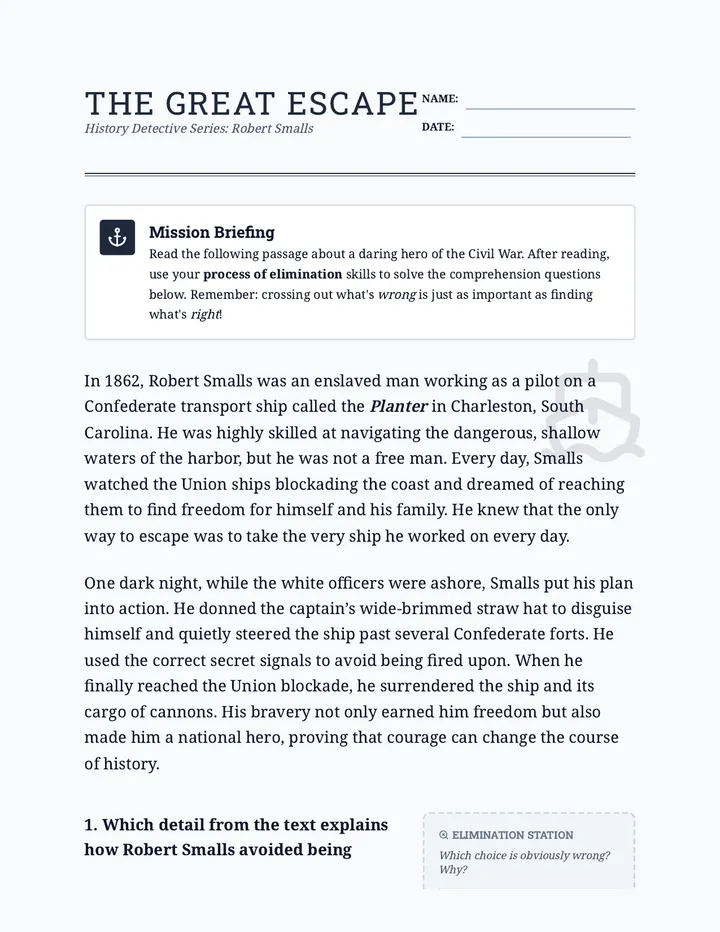 Great Escape Worksheet