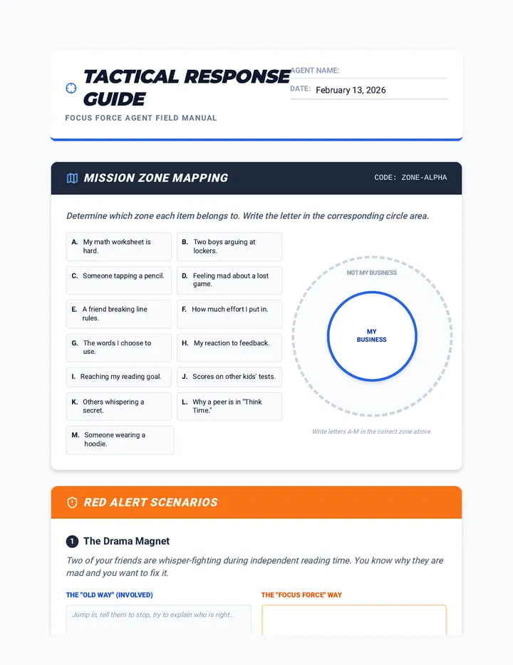 Tactical Response Guide Worksheet Project