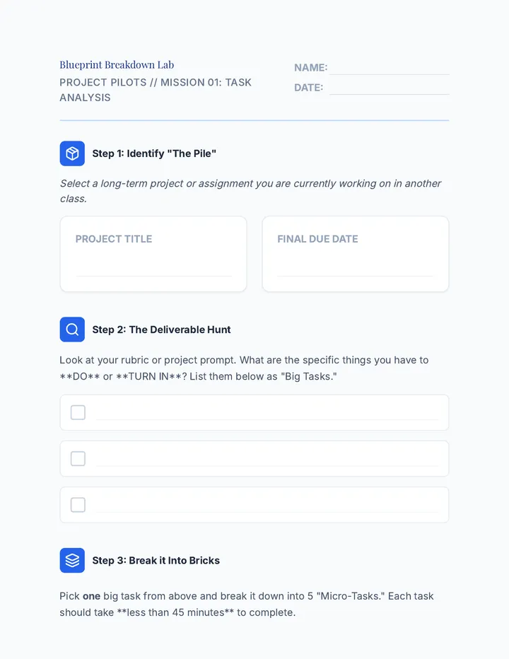 Blueprint Breakdown Worksheet