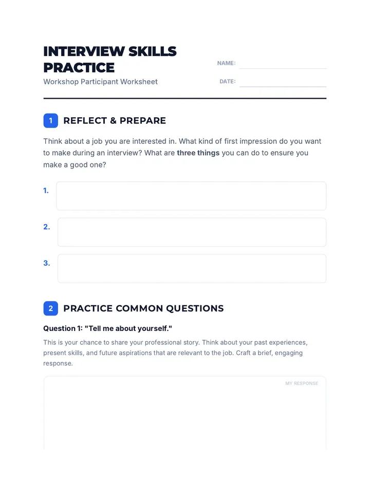 Interview Skills Worksheet