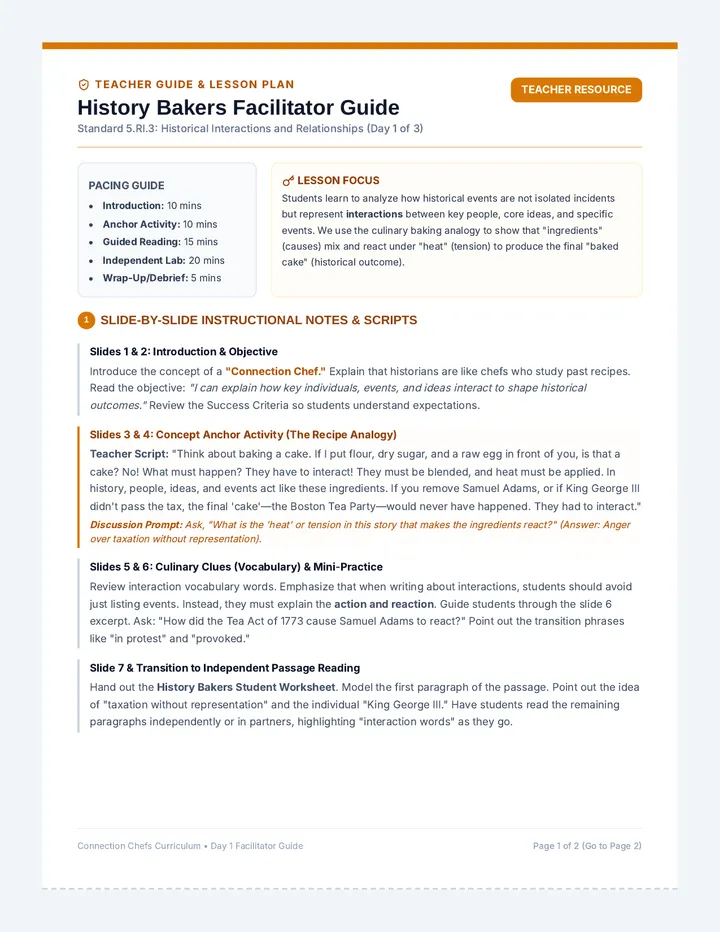 History Bakers Teacher Guide