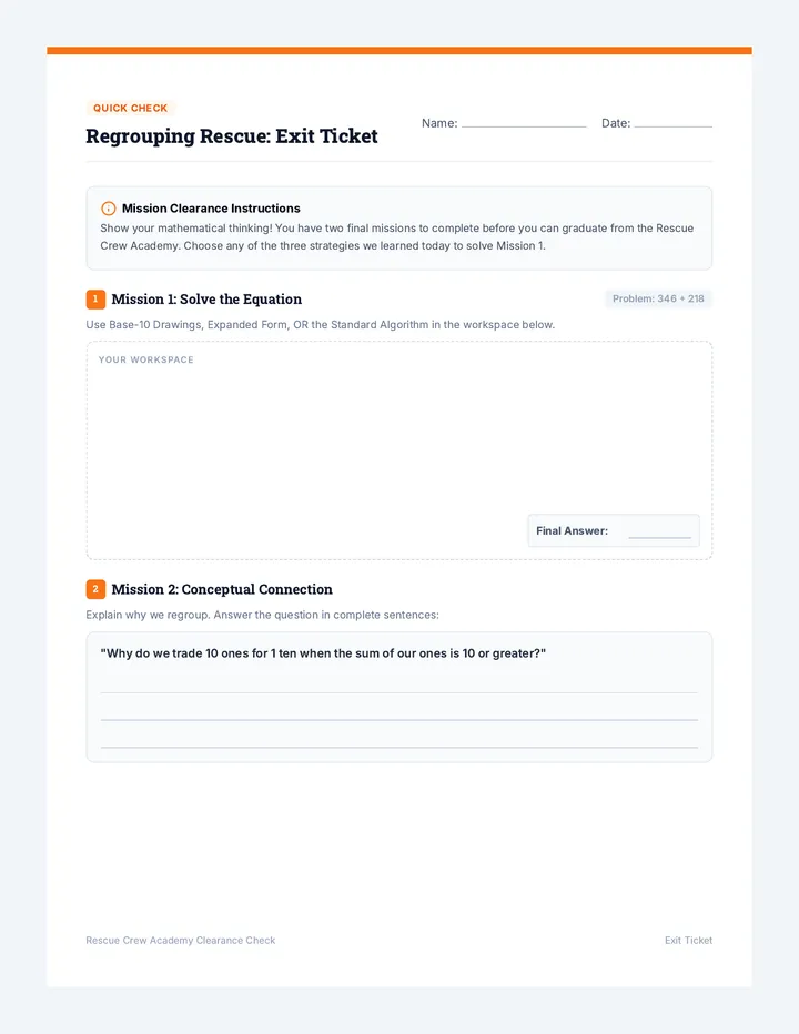 Regrouping Rescue Exit Ticket