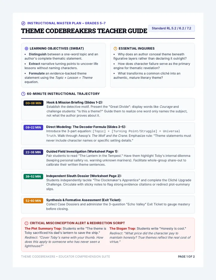 Theme Codebreakers Teacher Guide