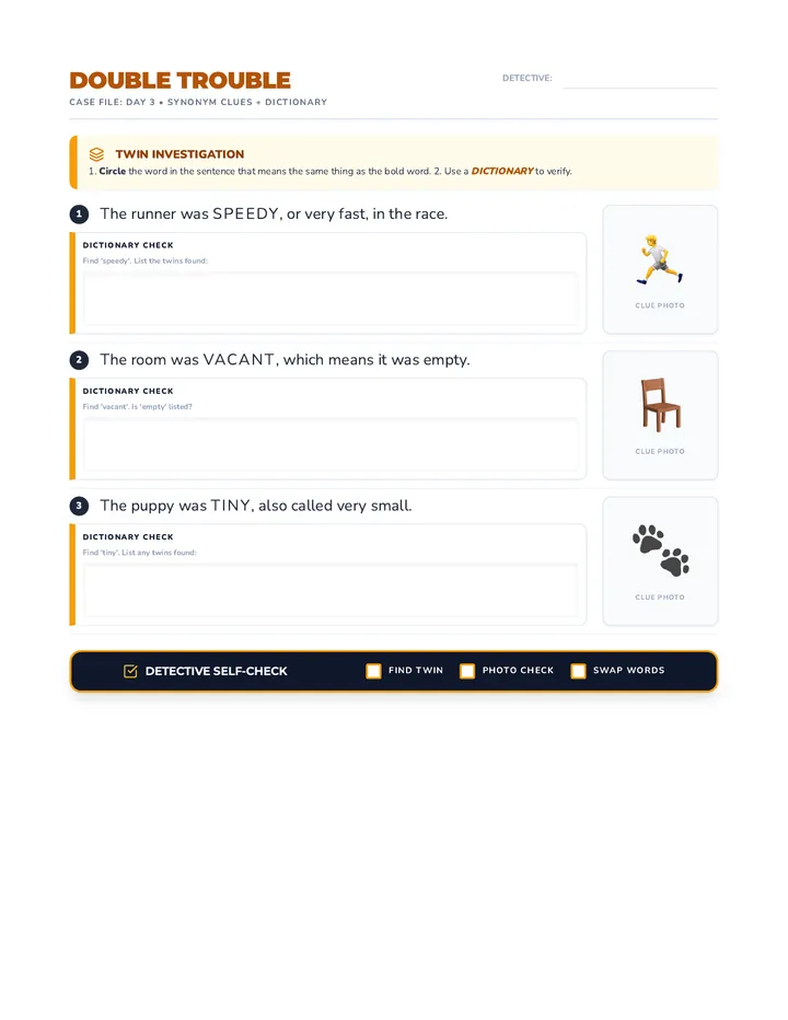 Synonym Scouts Worksheet Revised