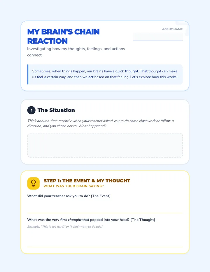 Thought Feeling Action Worksheet