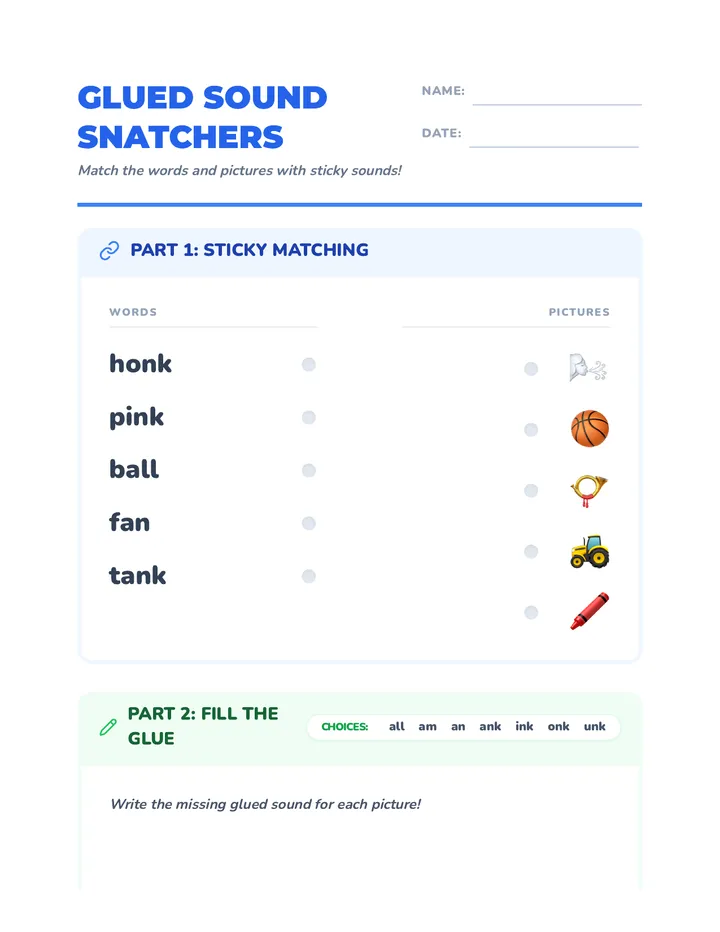 Glued Sound Match Worksheet