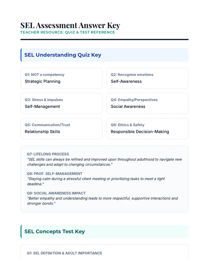 SEL Quiz & Test Answer Key