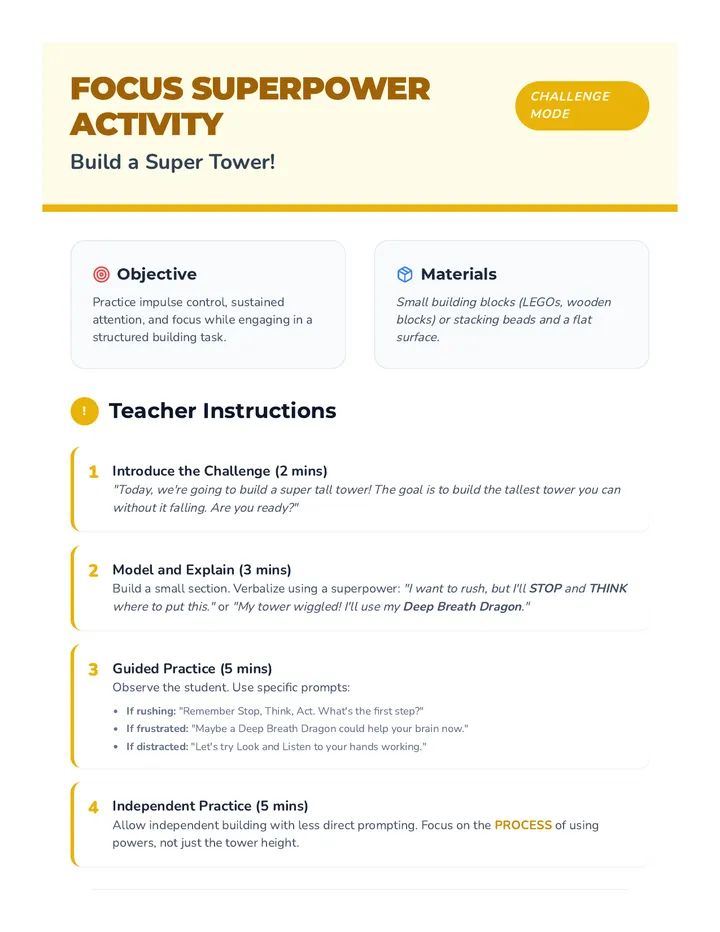 Focus Superpower Activity Guide