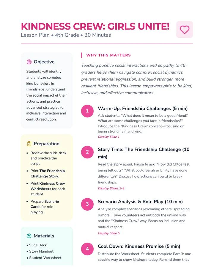 Kindness Crew Lesson Plan
