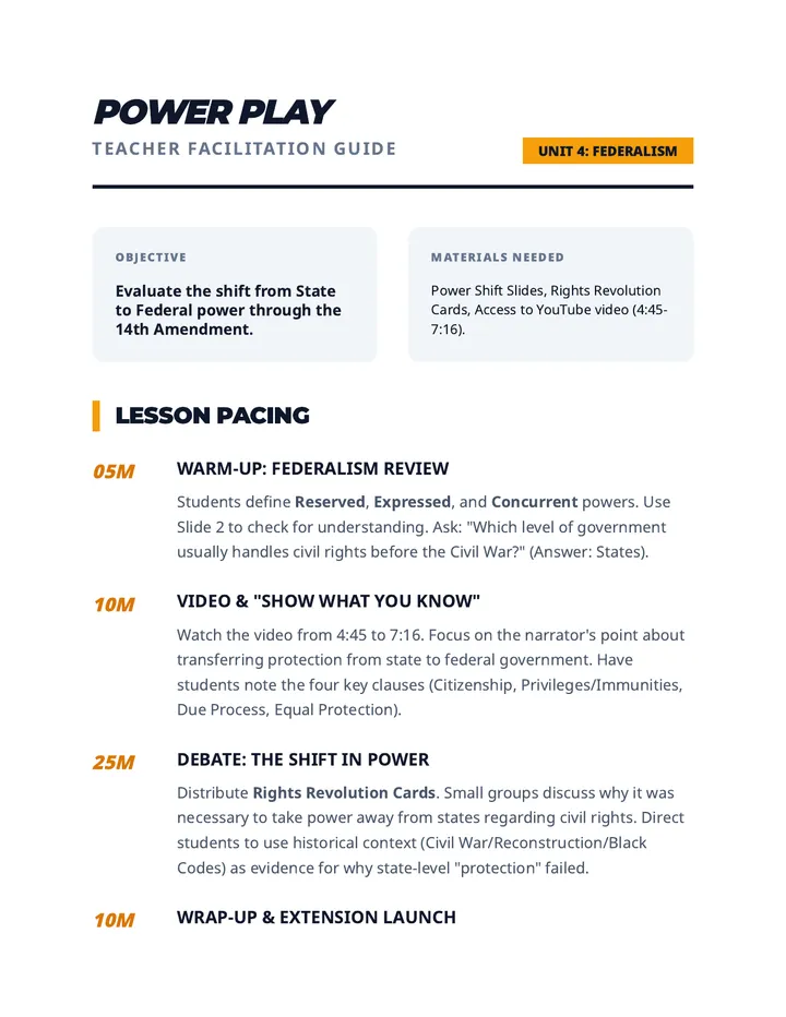 Power Play Teacher Guide