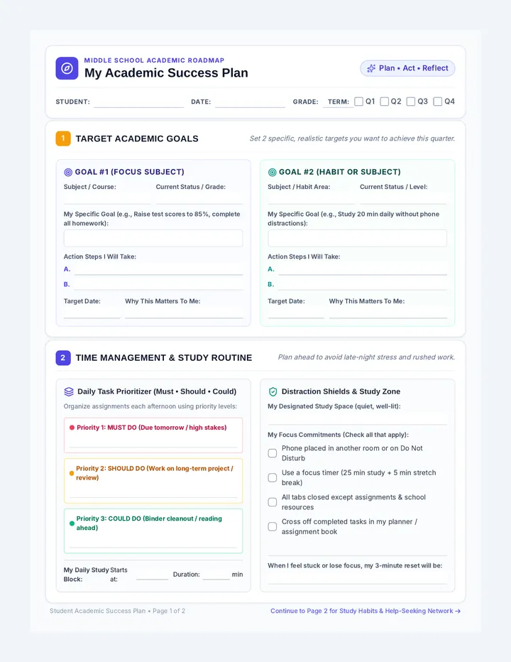 Student Success Planning Template • Material • Lenny.com