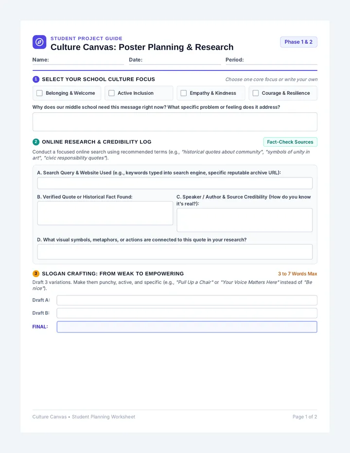 Culture Canvas Planning Worksheet
