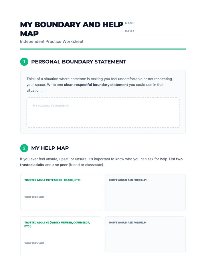 My Boundary and Help Map Worksheet