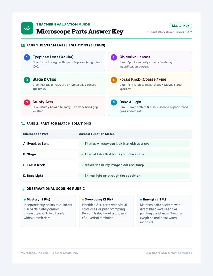 Microscope Parts Answer Key