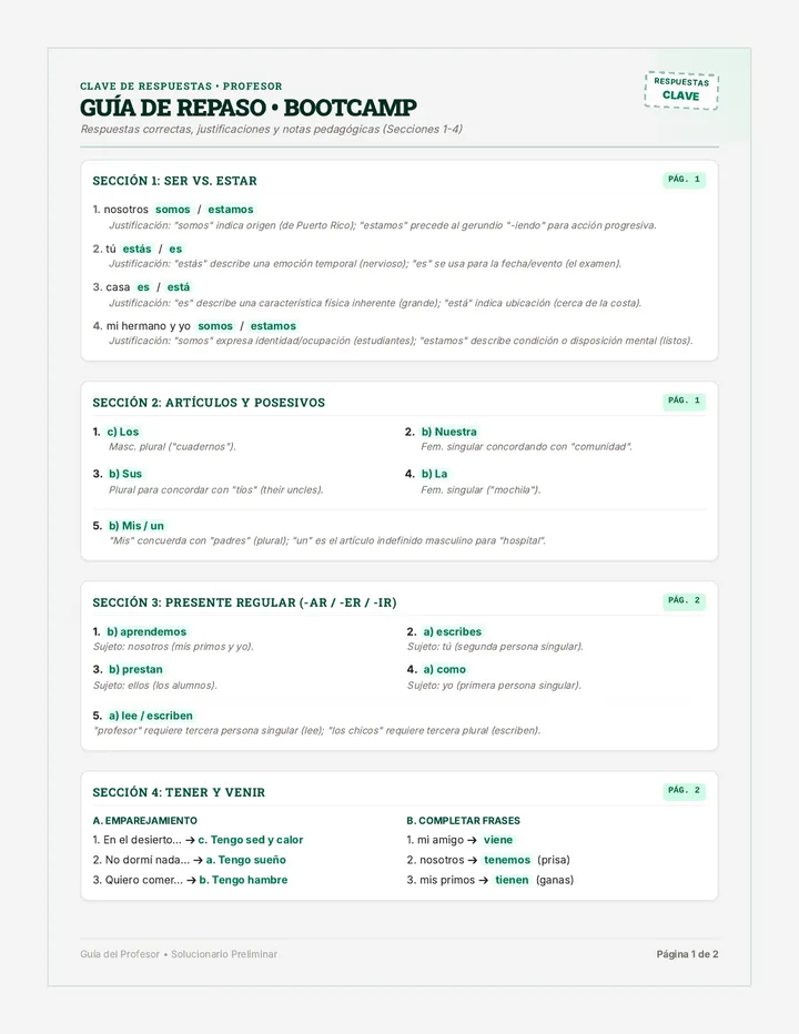 Bootcamp de Repaso Answer Key