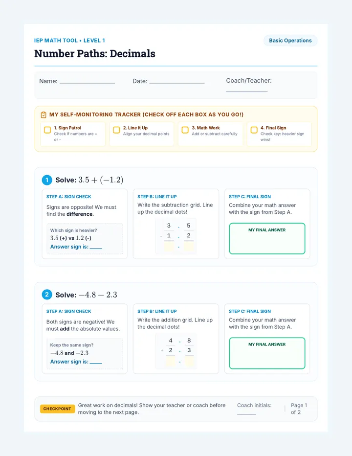 Number Paths Worksheet