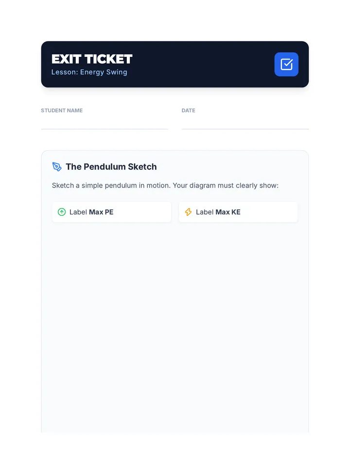 Energy Swing Exit Ticket