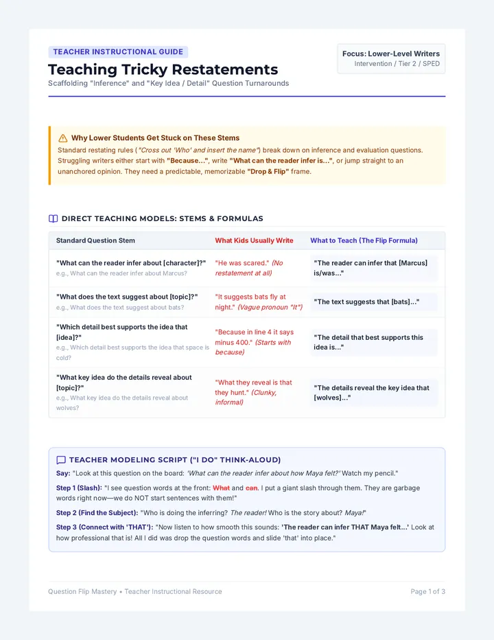 Question Flip Teacher Guide