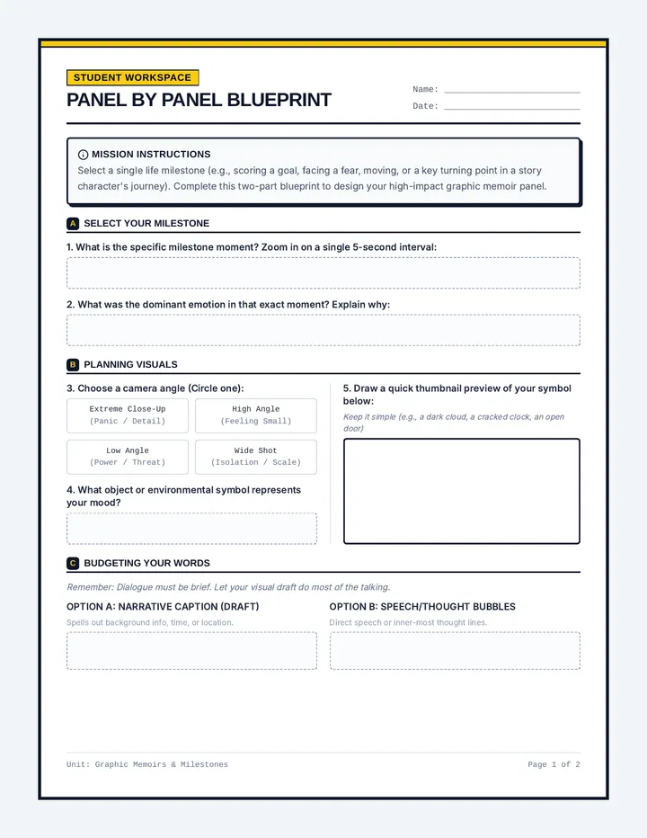 Panel by Panel Worksheet