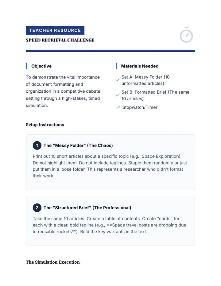 Speed Retrieval Teacher Guide