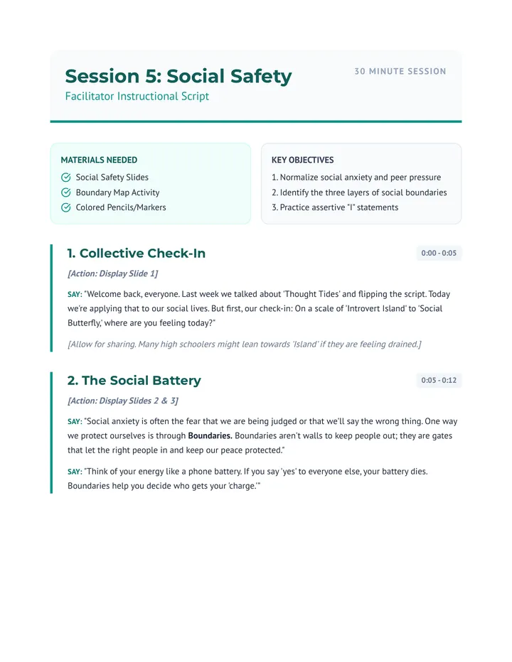 Social Safety Script