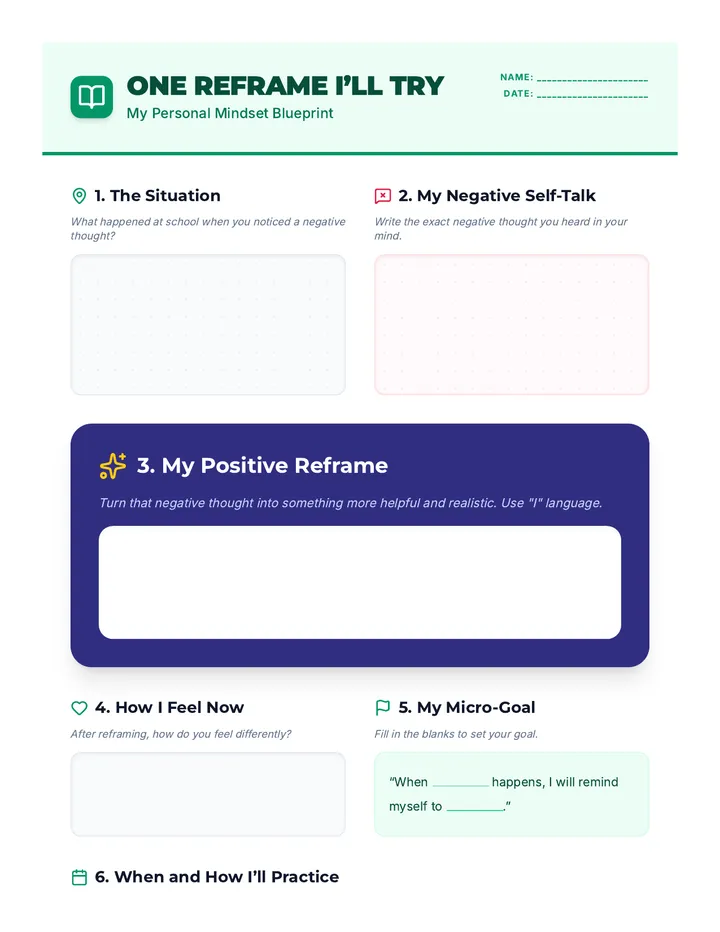 One Reframe Journal Handout