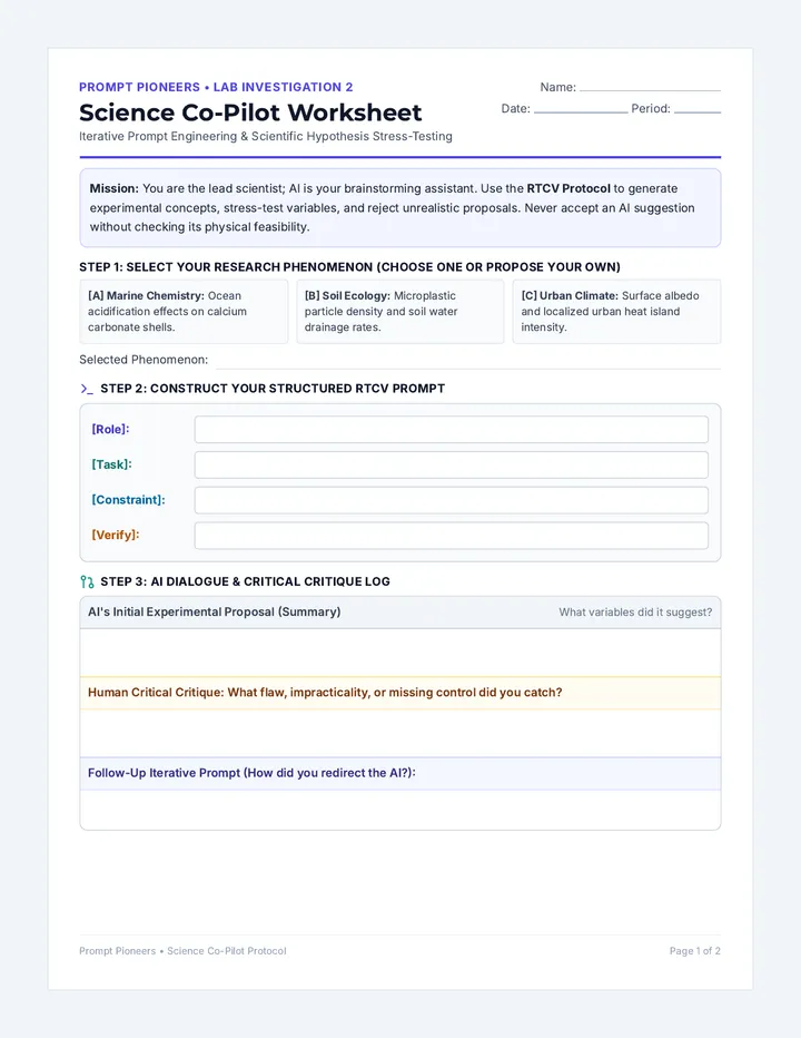Science Co-Pilot Worksheet