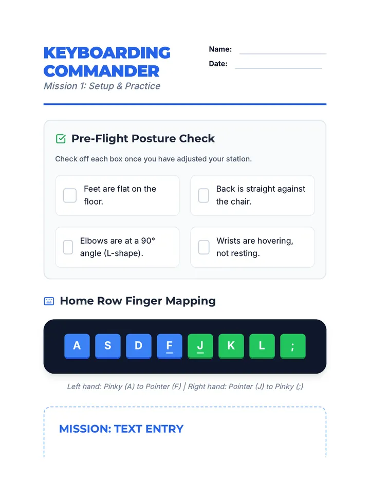 Keyboarding Practice Worksheet