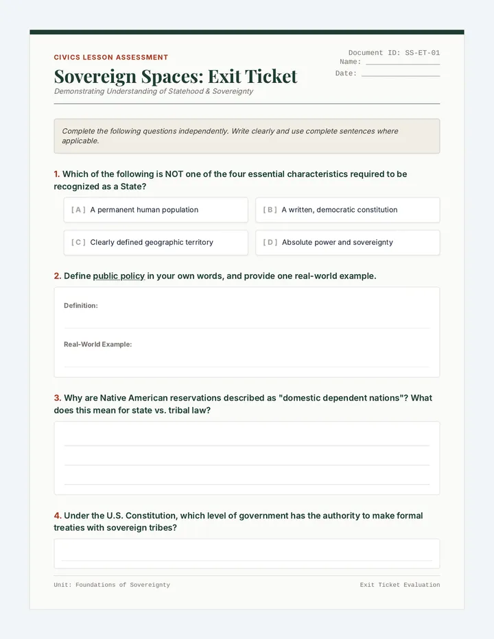 Sovereign Spaces Exit Ticket