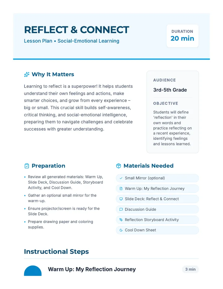 Reflect and Connect Lesson Plan