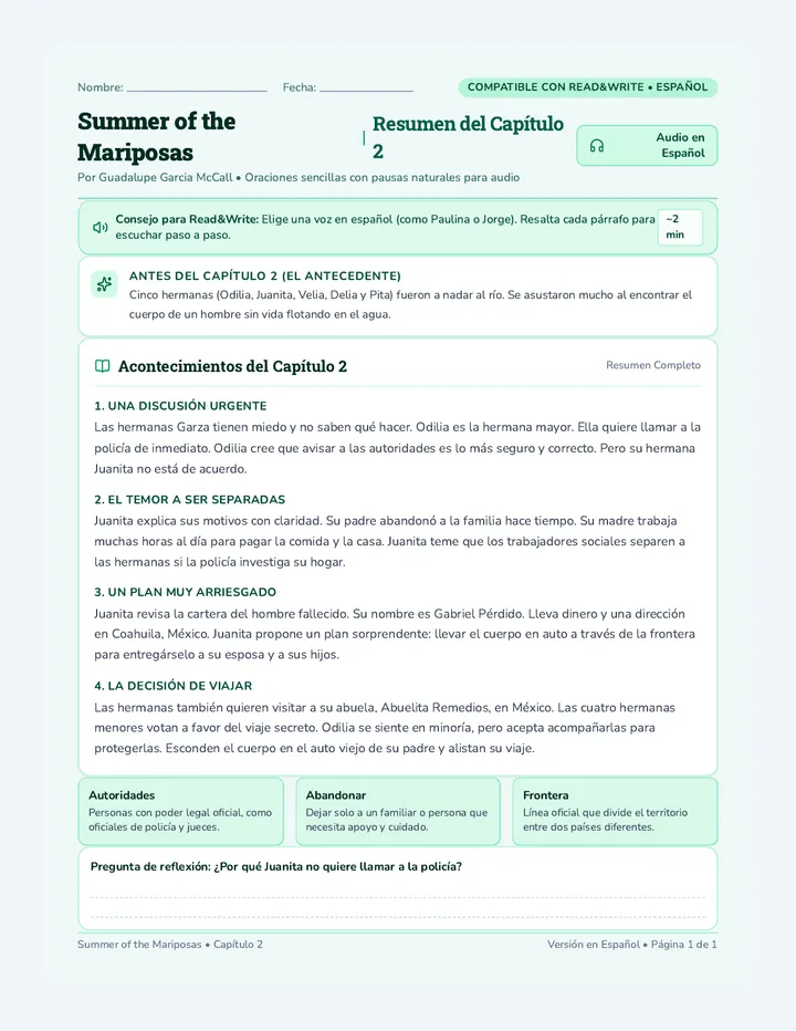Mariposas Capitulo Dos Resumen Document