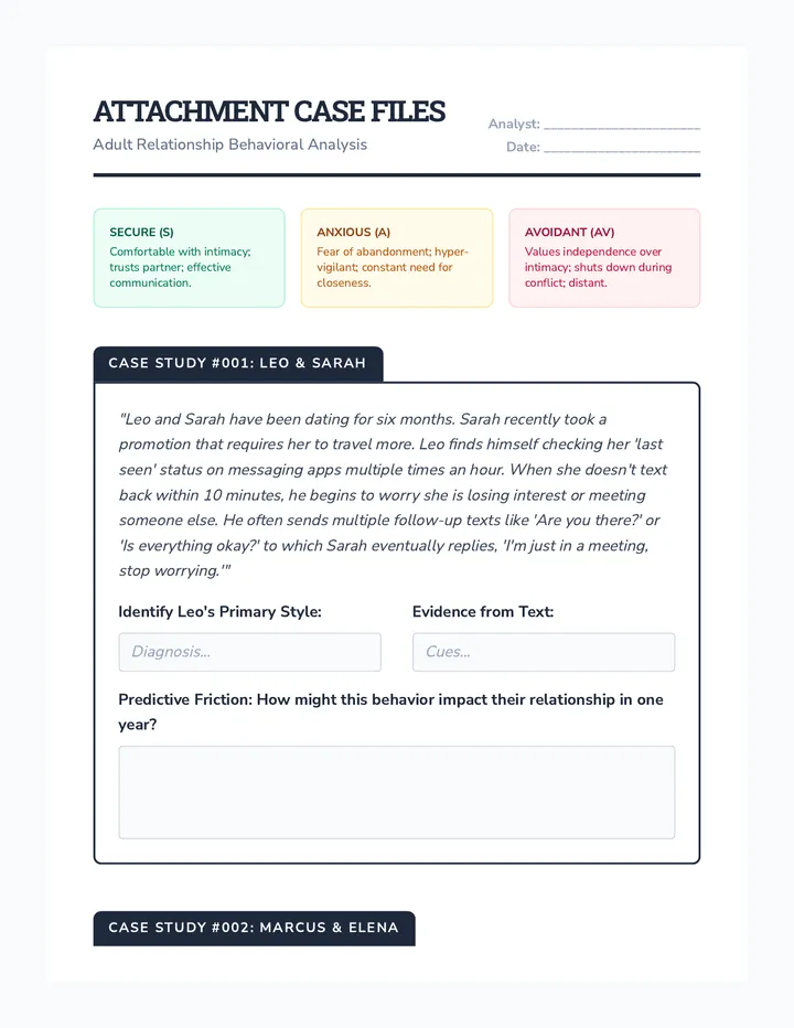 Attachment Case Files Worksheet