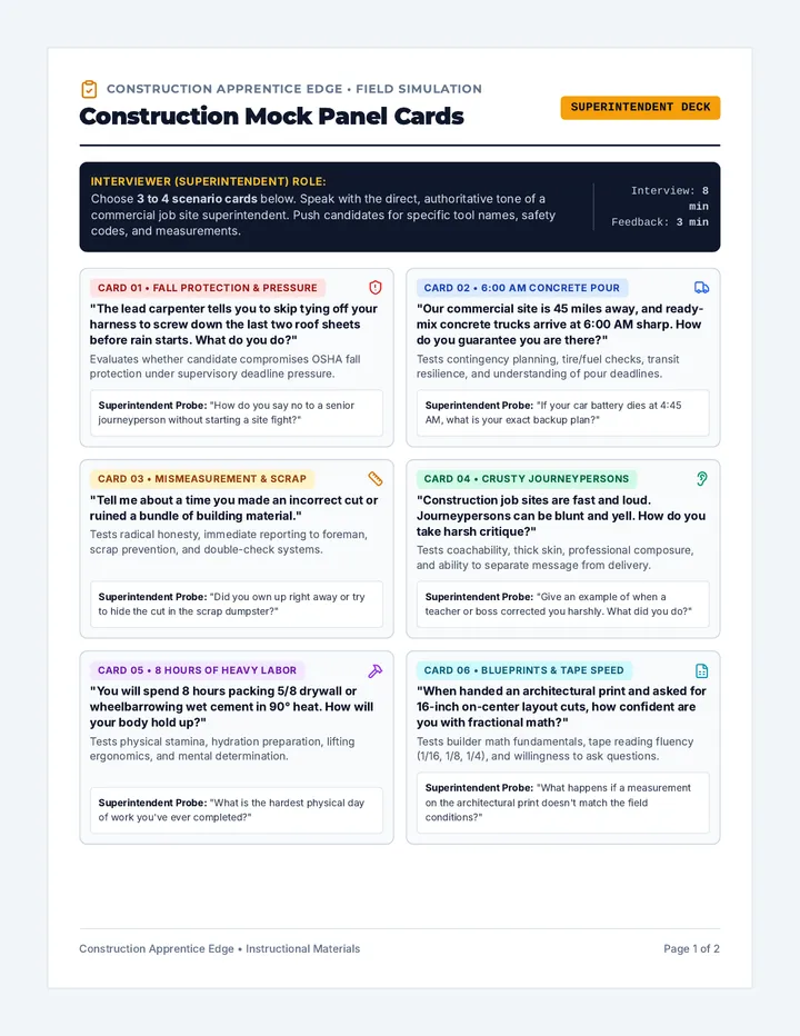 Construction Interview Simulation Activity