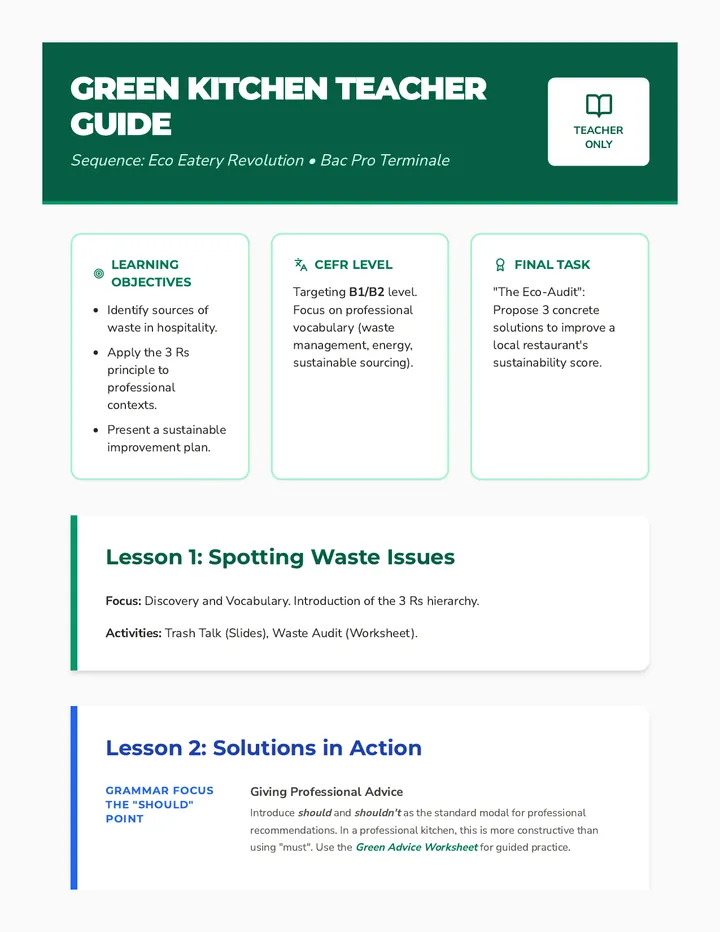 Green Kitchen Teacher Guide
