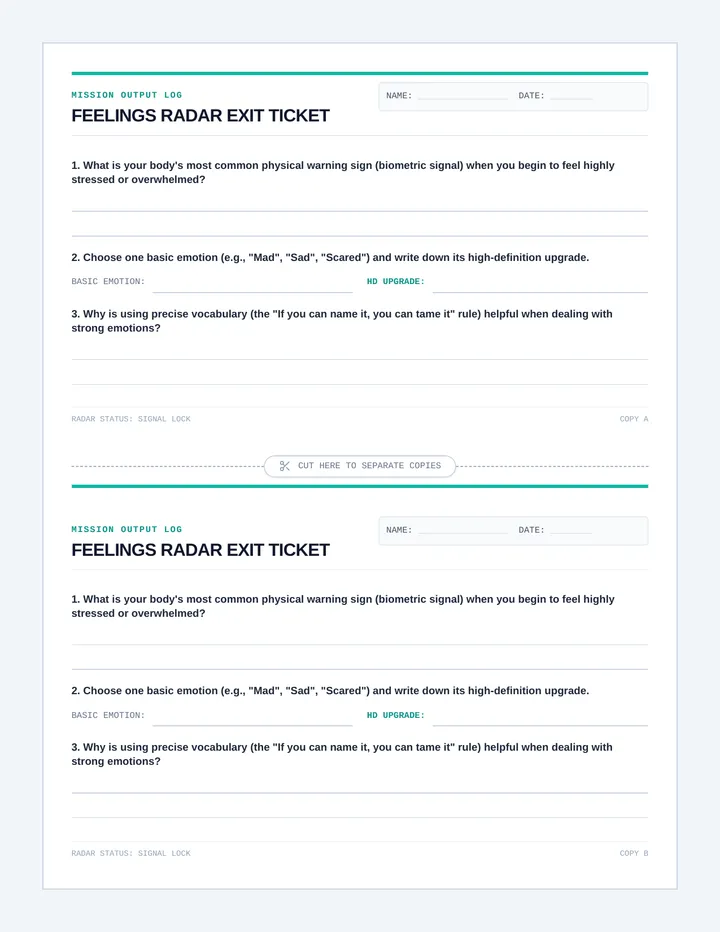 Feelings Radar Exit Ticket