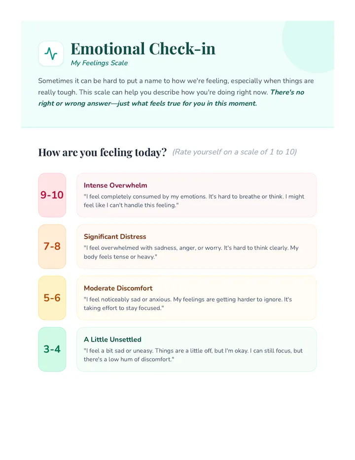 Emotional Scaling Worksheet