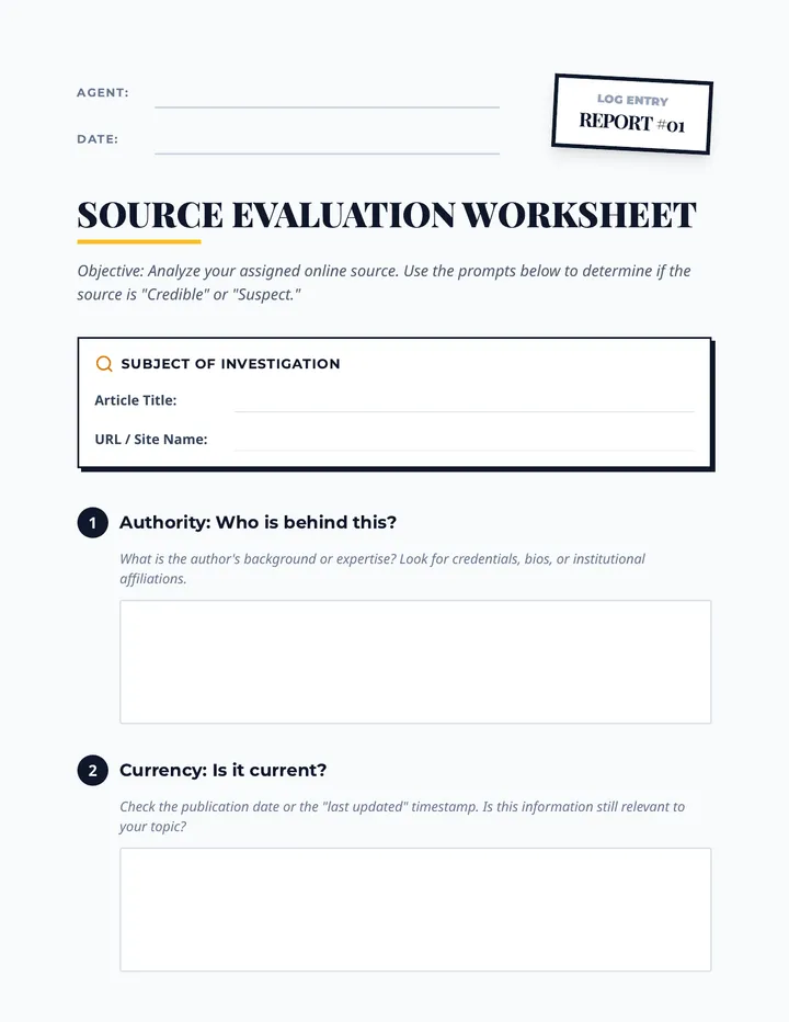 Source Evaluation Worksheet