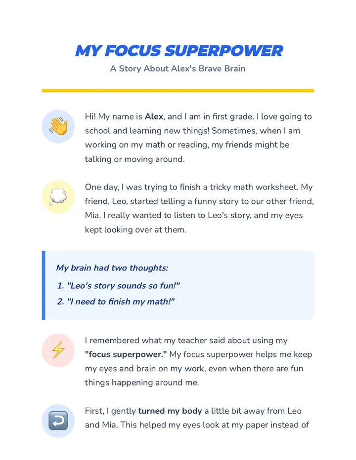 Focus Superpower Social Story