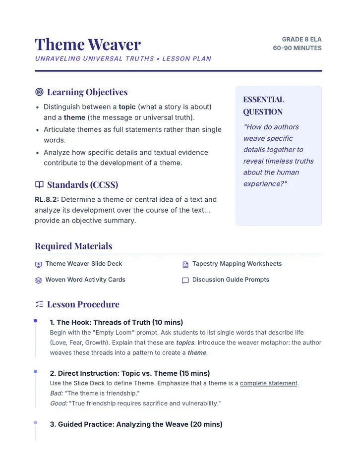 Theme Weaver Teacher Guide