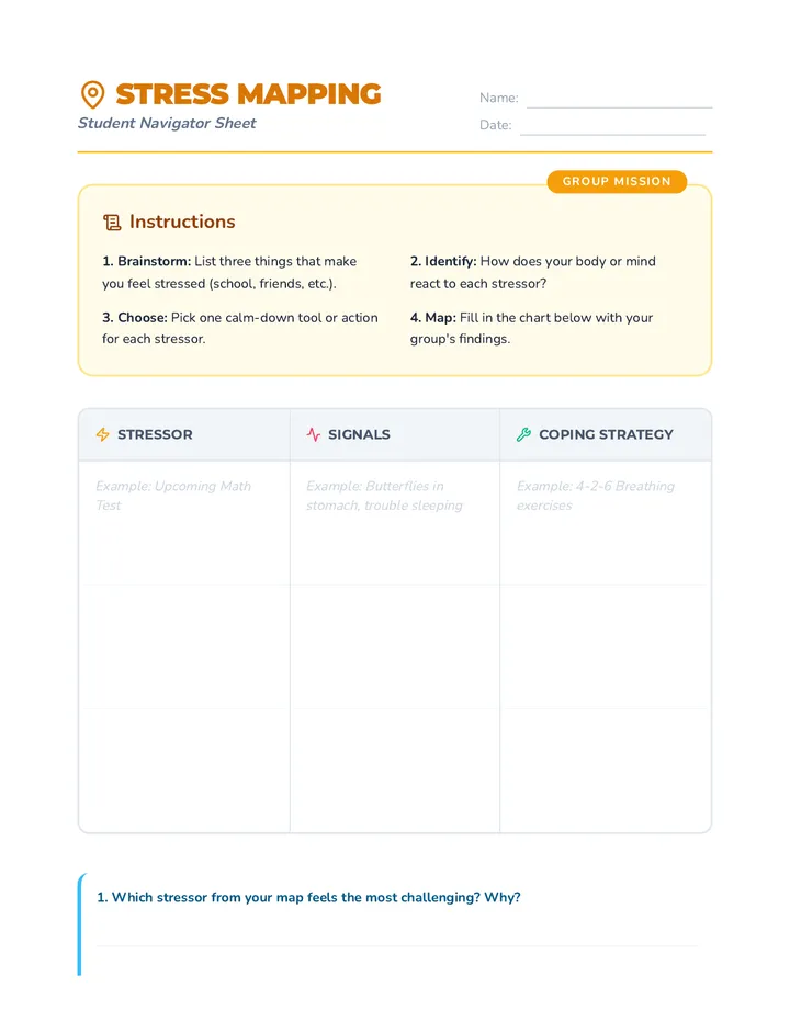 Stress Mapping Activity Worksheet