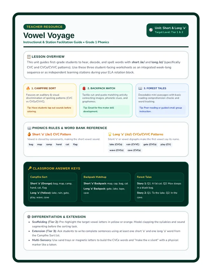 Vowel Voyage Teacher Guide